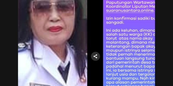 FOTO : Kepala desa torou, Masrita Mokoginta dan screenshot konfirmasi